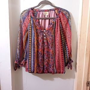 Anthropologie Fig and Flower bohemian pink top